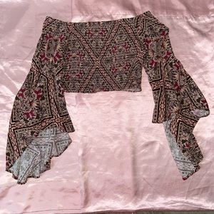 American Rag Pink Floral Off the Shoulder Top